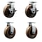 Service Caster 6'' High Temp Phenolic Caster Set with Bronze Bearings 2 Brakes 2 Rigid, 4PK SCC-20S620-PHBZHT-TLB-2-R-2 - alternate 1